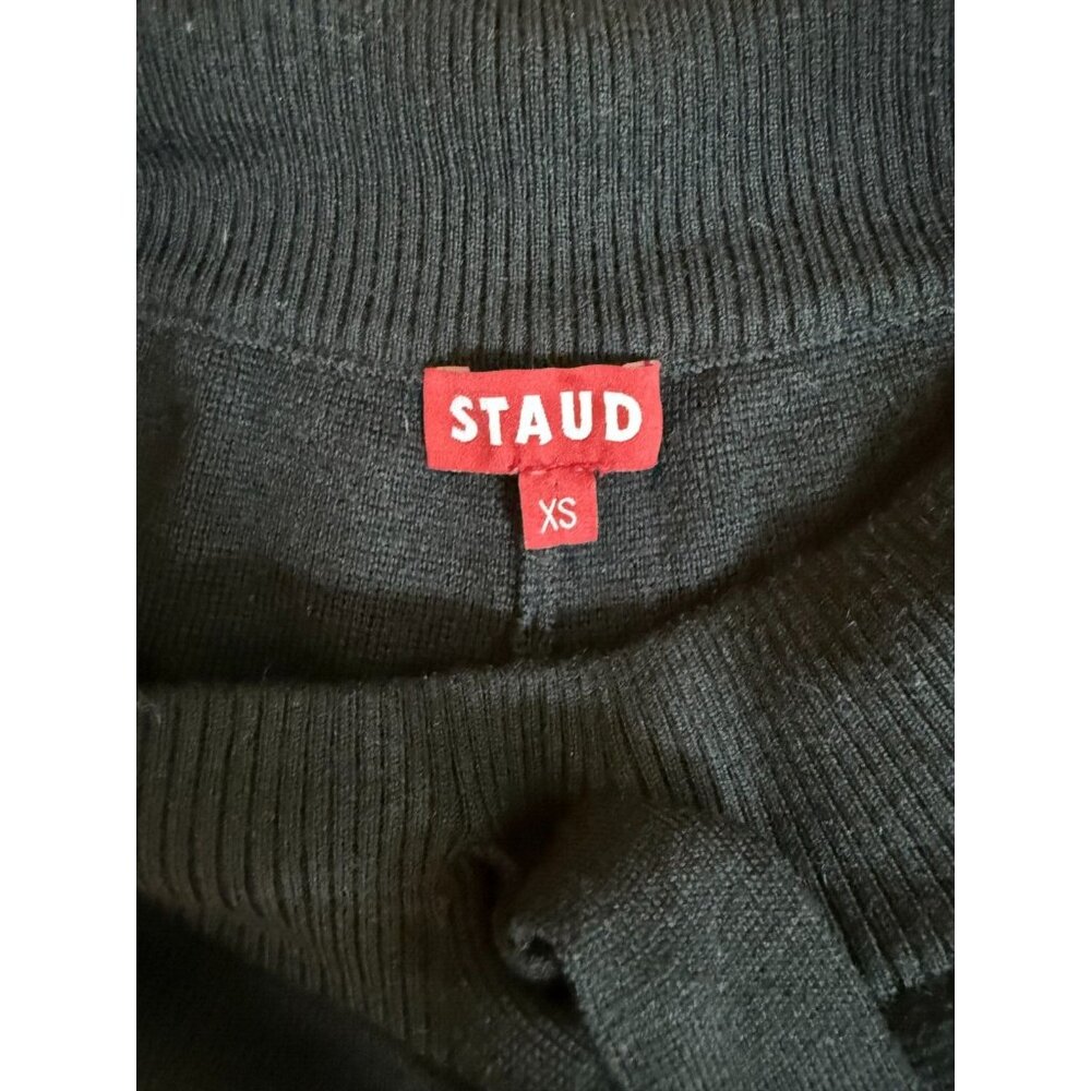 Staud Womens Black Merino Wool Blend Knit Wide Leg Pants - Picture 6 of 11